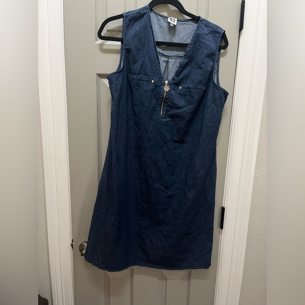 Anne Klein Women Jean dress Size 14 Blue Casual Denim Preppy Coastal